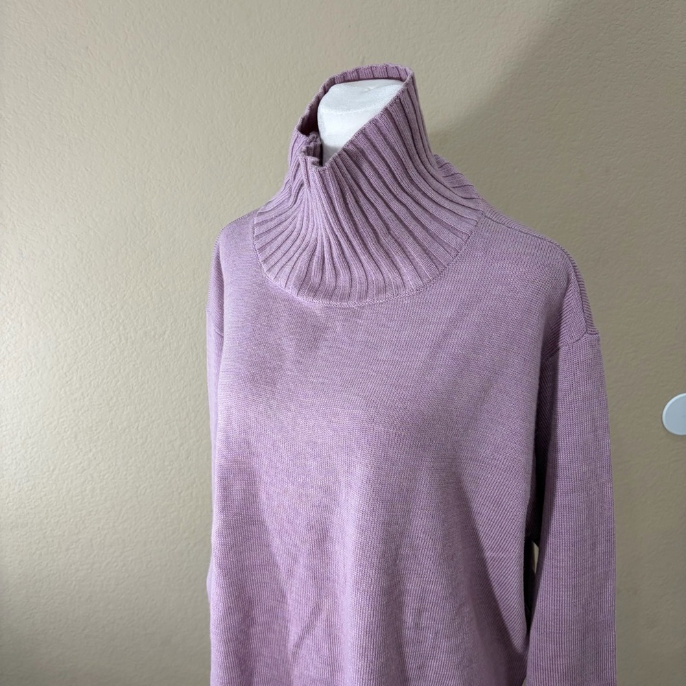 Eileen Fisher Sweater Womens M Pink Italian Merino Wool Relaxed Turtleneck Tunic - Picture 4 of 12